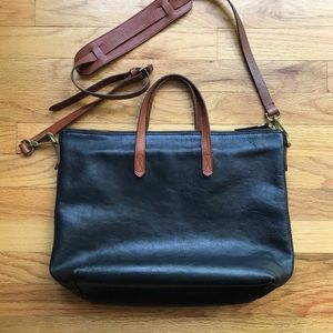 MADEWELL Zip top transport carryall in Black Brown